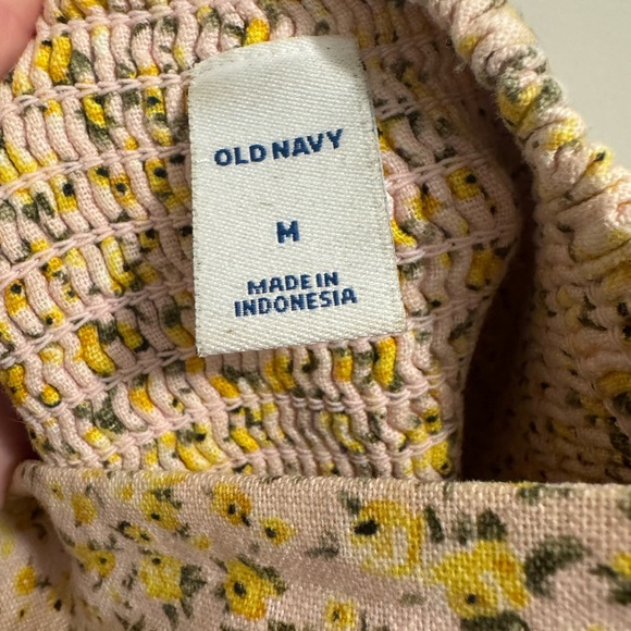 Old Navy Womens Ditsy Floral Linen Blend Fit & Flare Cami Dress M Pink/Yellow - Picture 4 of 5